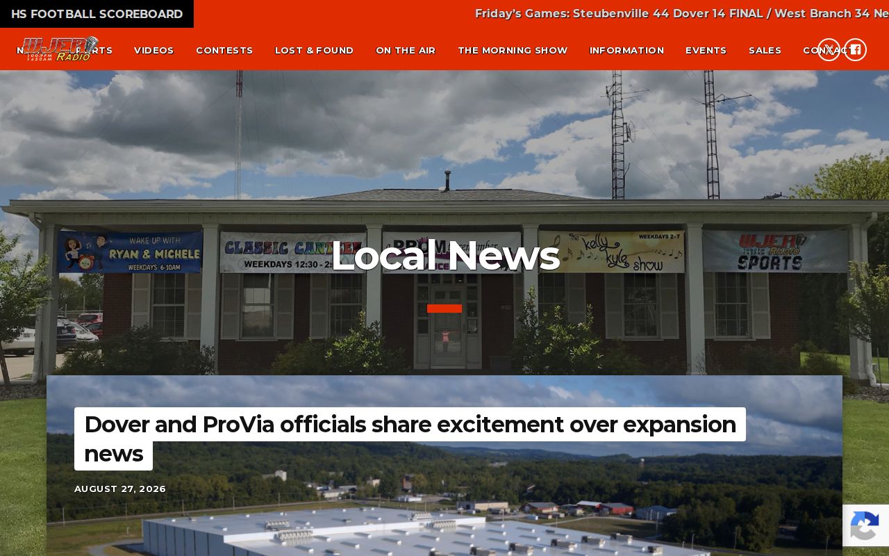 WJER Local News archive page for Tuscarawas County reporting