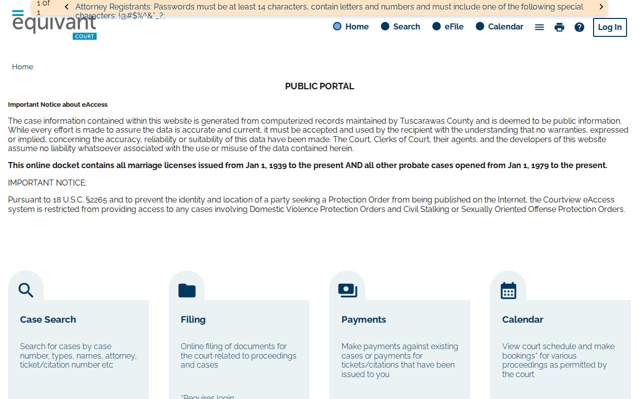 Tuscarawas County courts eServices case record lookup